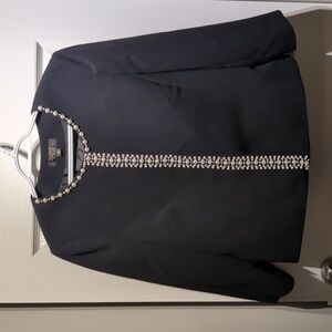 Tahari Arthur S Levine Black Skirt Set with Pearl Accents